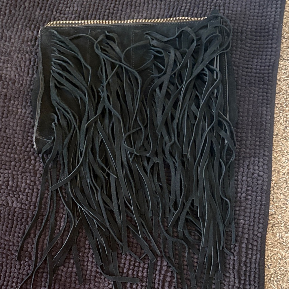 Forever 21 Black Fringe Clutch